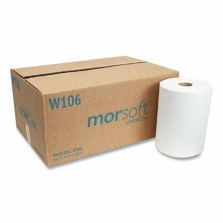 MORCON 10 INCH ROLL TOWELS, 1-PLY, 10in X 800 FT, WHITE, 6PK W106